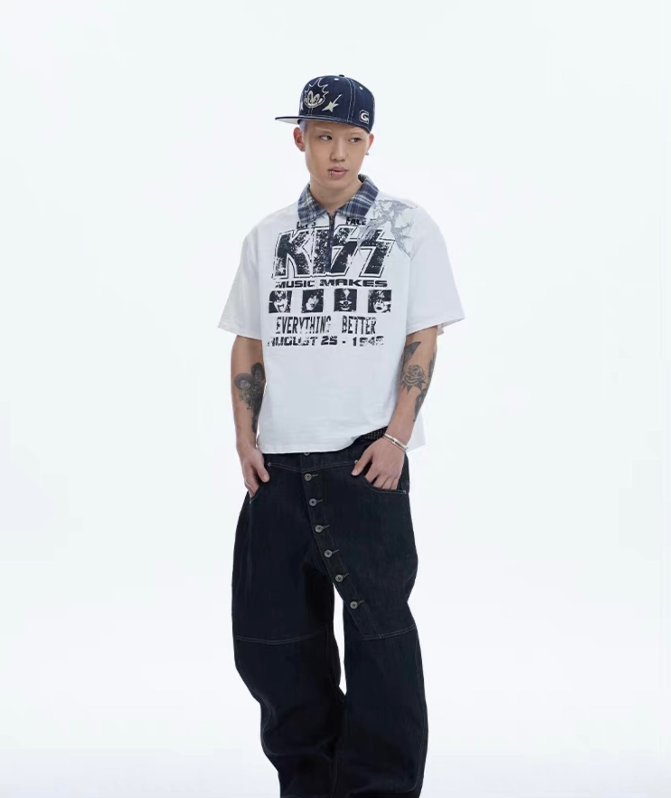 【DND4DES】Retro Curve Cow Print Baggy Jeans