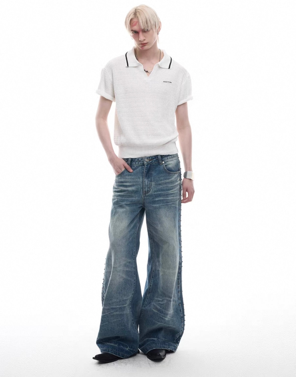 【ARGUECULTURE】Retro Wash Flared Loose Jeans