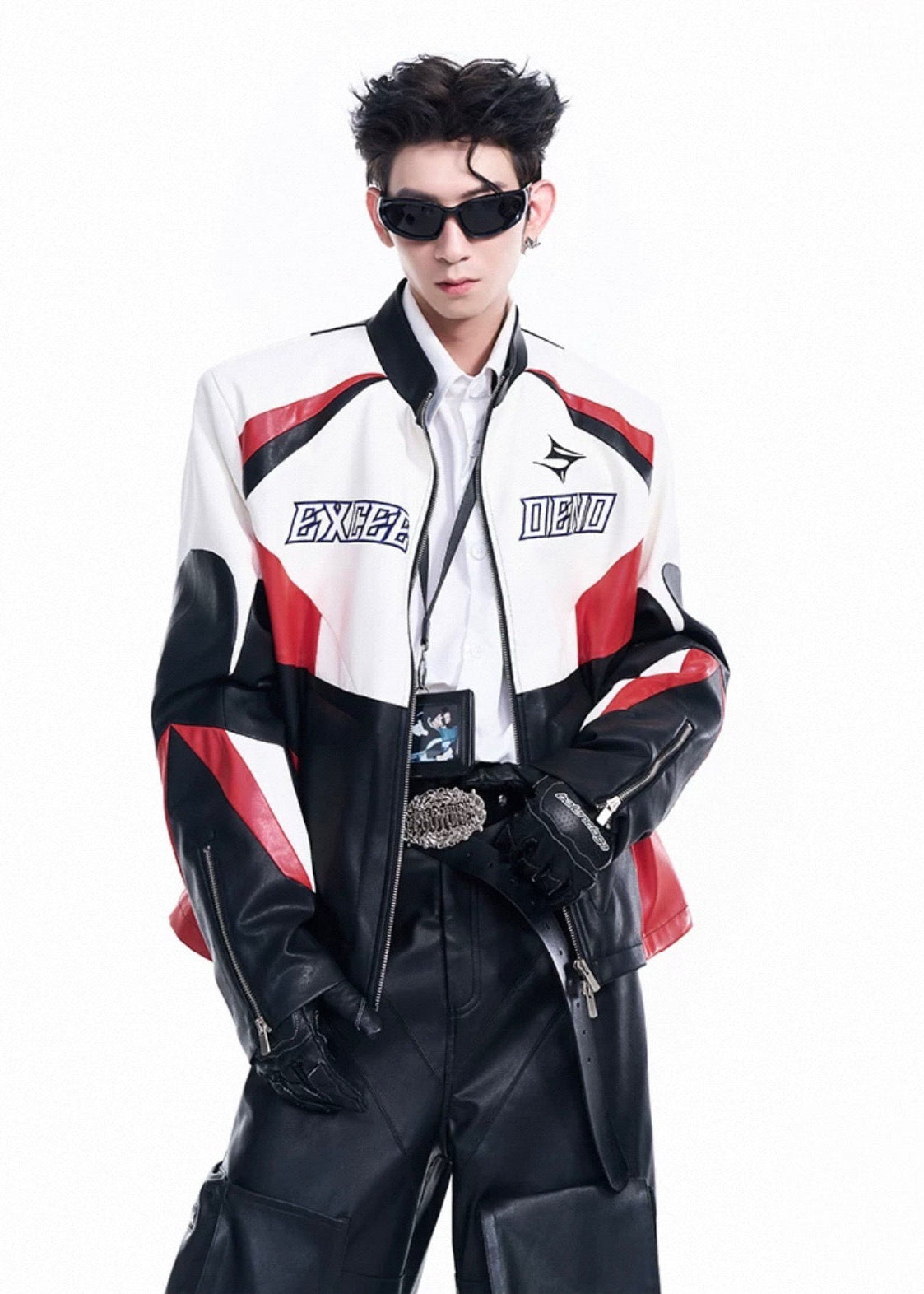 【STARETEXCEEDEND】Motorcycle Leather Jacket – 3D Logo Stitch