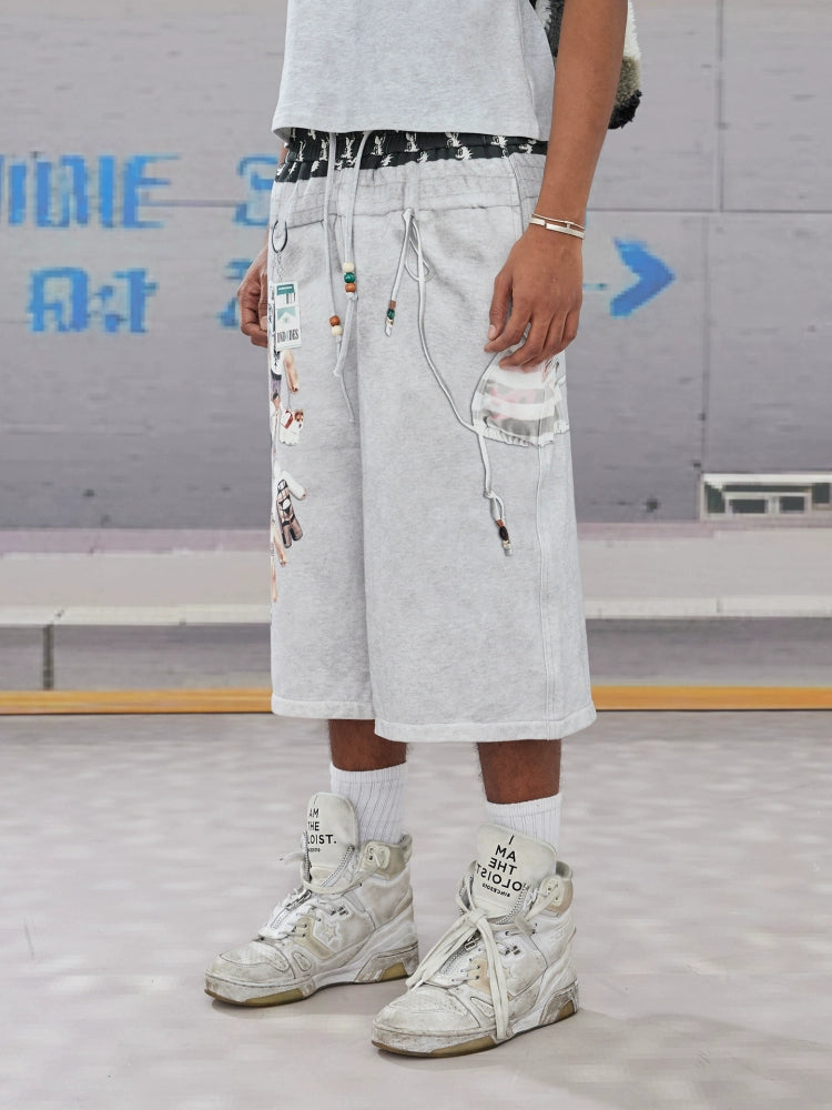 【DND4DES】Doll Graphic Cropped Street Pants