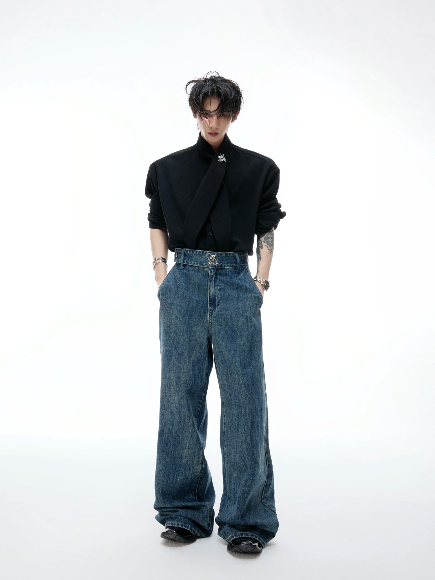 【ARGUECULTURE】Infinite Washed Wide-Leg Jeans