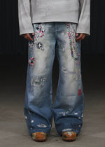 【DND4DES】Y2K Chain Print Wide Jeans