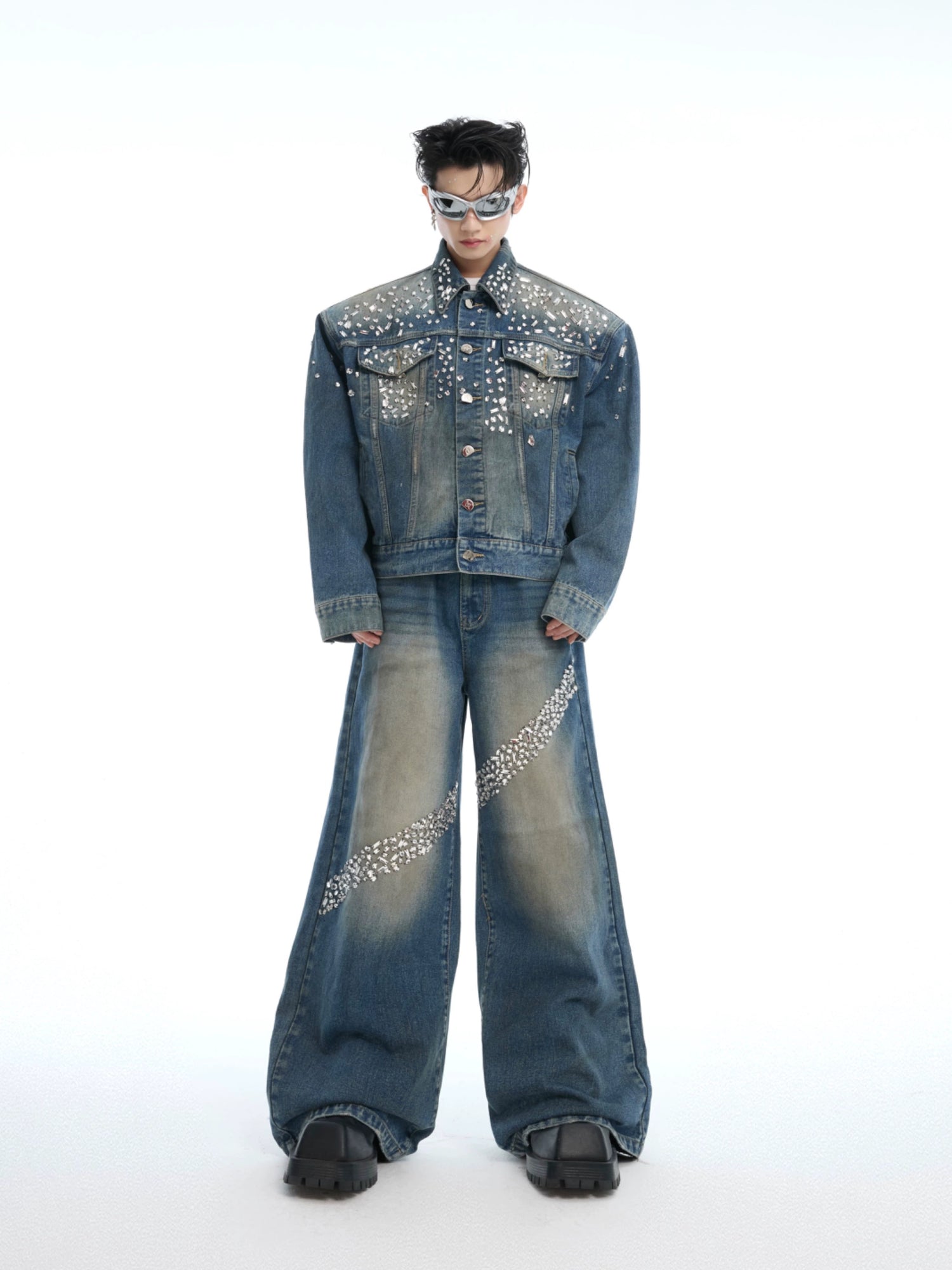 【ARGUECULTURE】Vintage Rhinestone Denim Jacket
