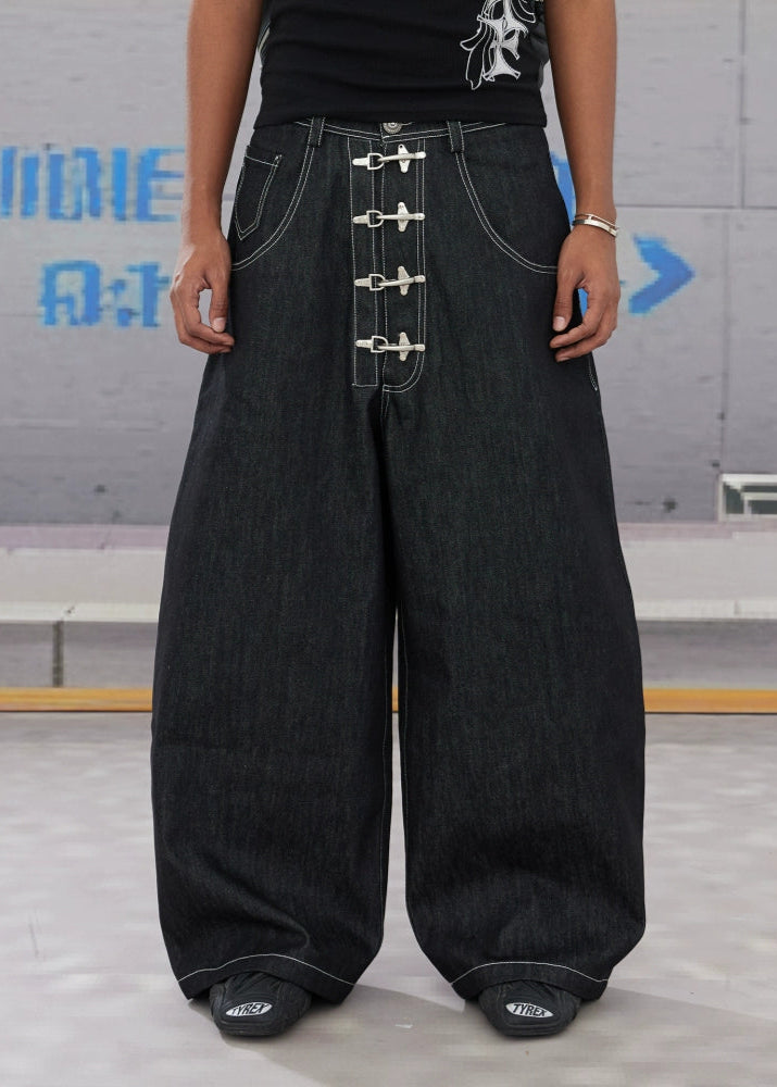 【DND4DES】Cow Print Scimitar Baggy Jeans