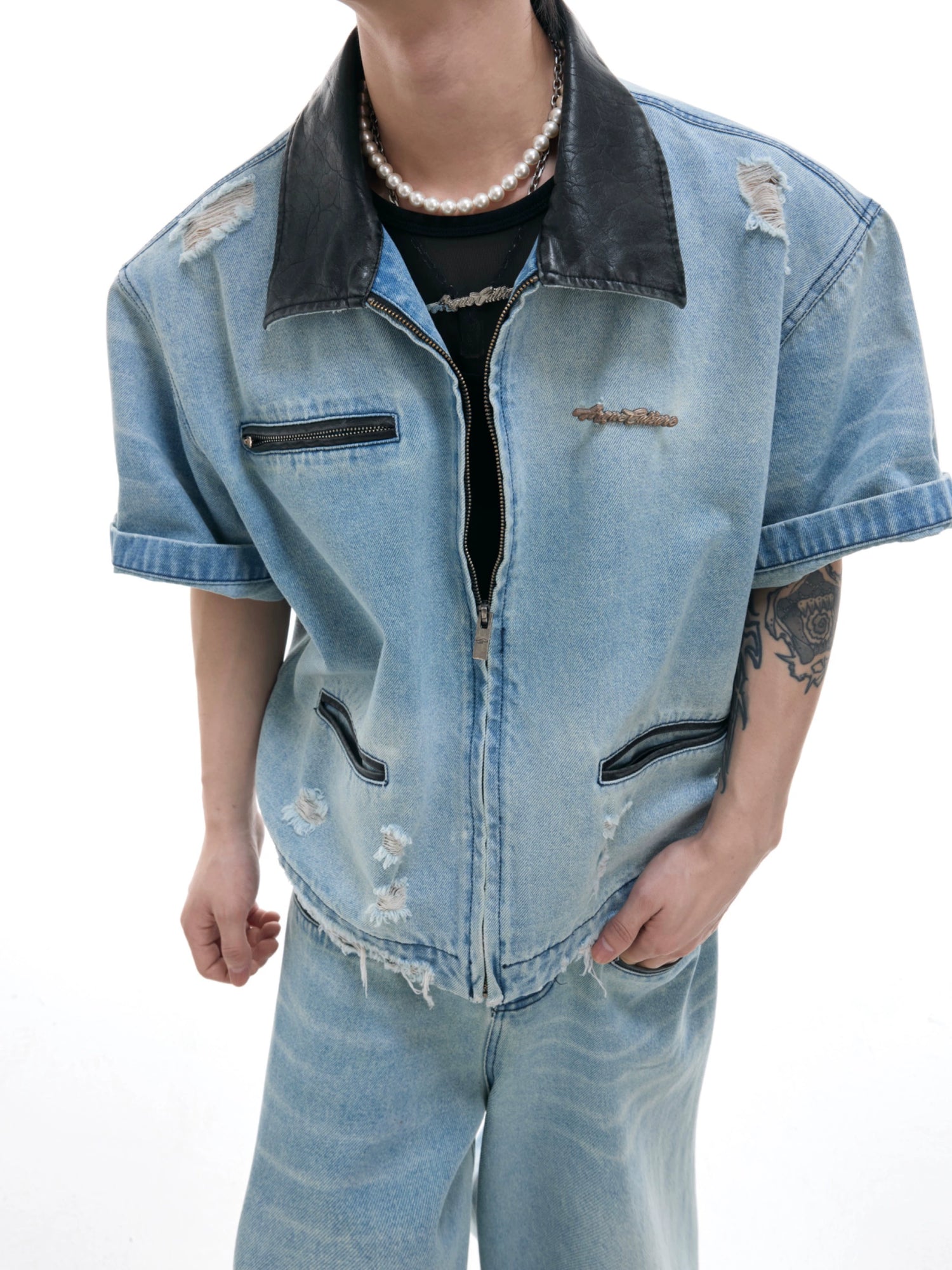 【ARGUECULTURE】Heavy Wash Destroyed Denim Jacket