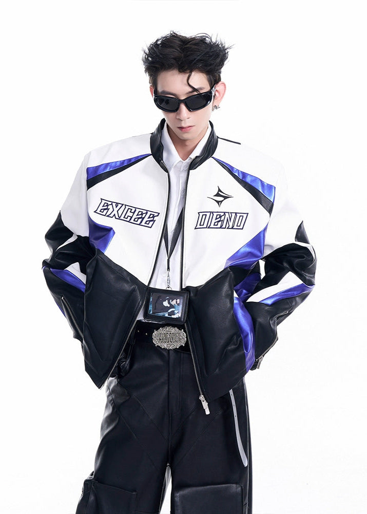 【STARETEXCEEDEND】Motorcycle Leather Jacket – 3D Logo Stitch