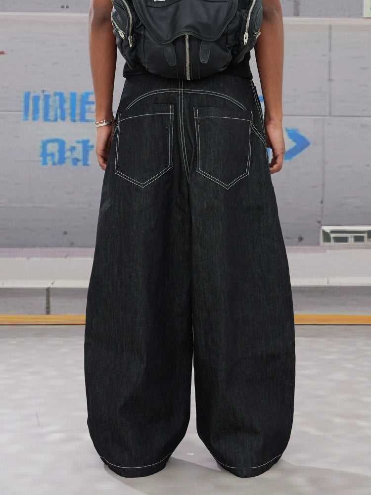 【DND4DES】Cow Print Scimitar Baggy Jeans