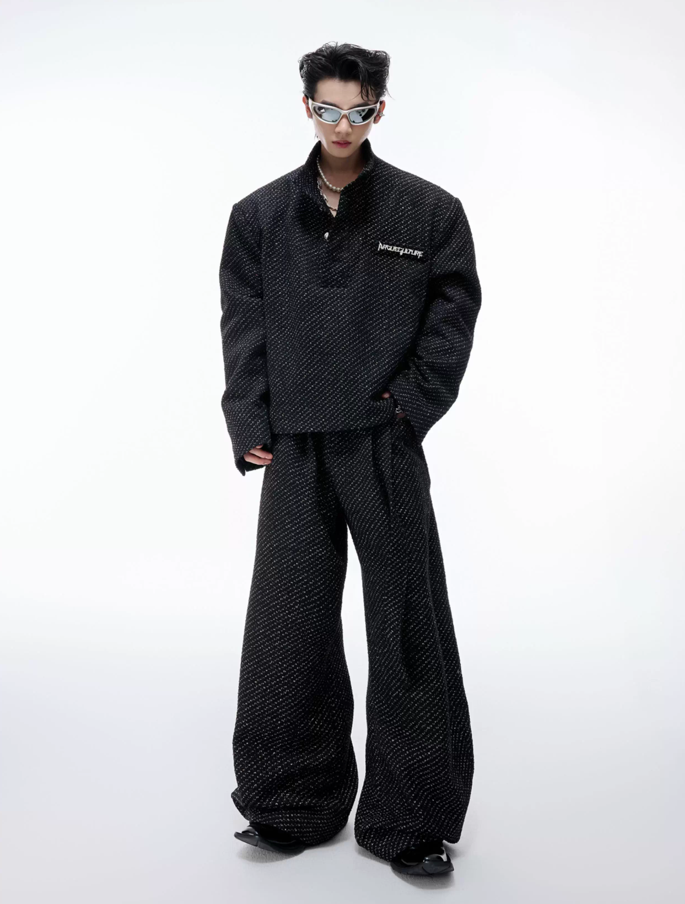 【ARGUECULTURE】Pearl Button Textured Jacket