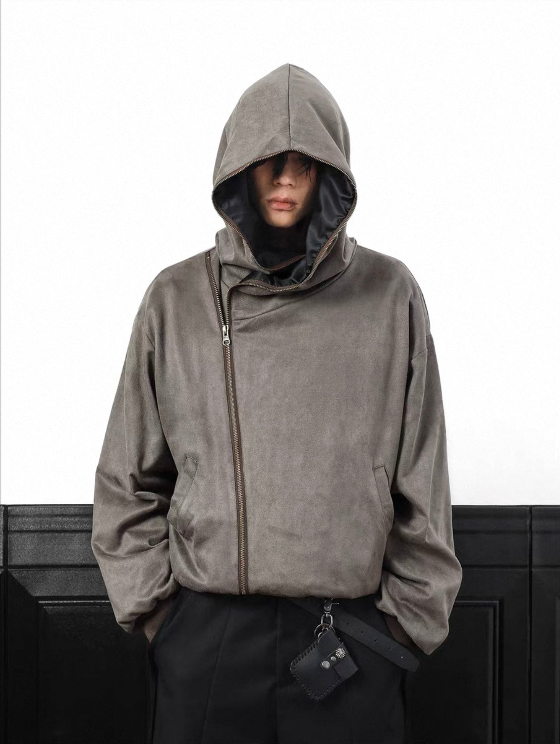 【MRNEARY】Functional Suede Hoodie – Side-Zip