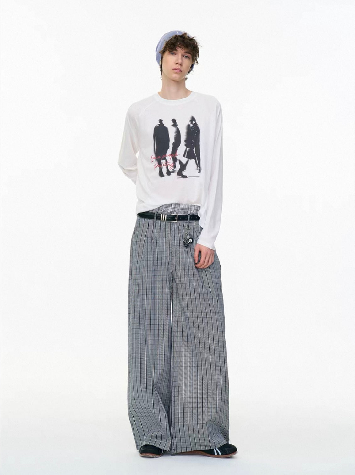 【MRNEARY】Vintage Plaid Loose Trousers