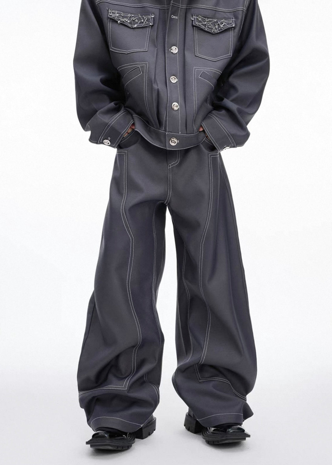 【ARGUECULTURE】Gray Shadow Pin-Design Pants