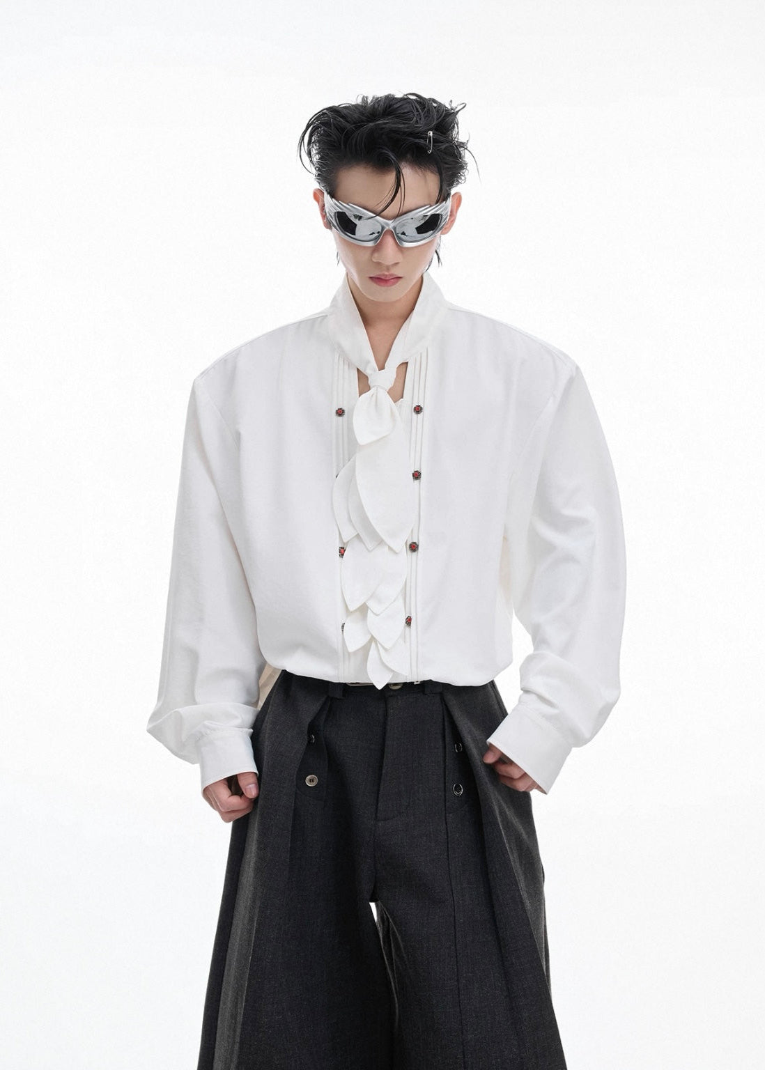 【ARGUECULTURE】Bowtie Whisper Silk Scarf Shirt