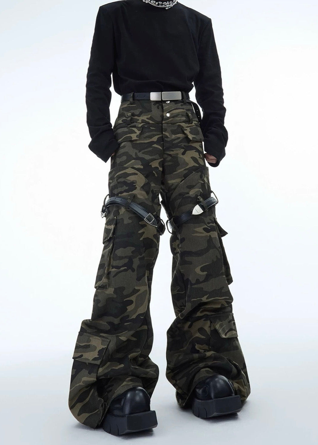 【ARGUECULTURE】Washed Vintage Belted Overalls