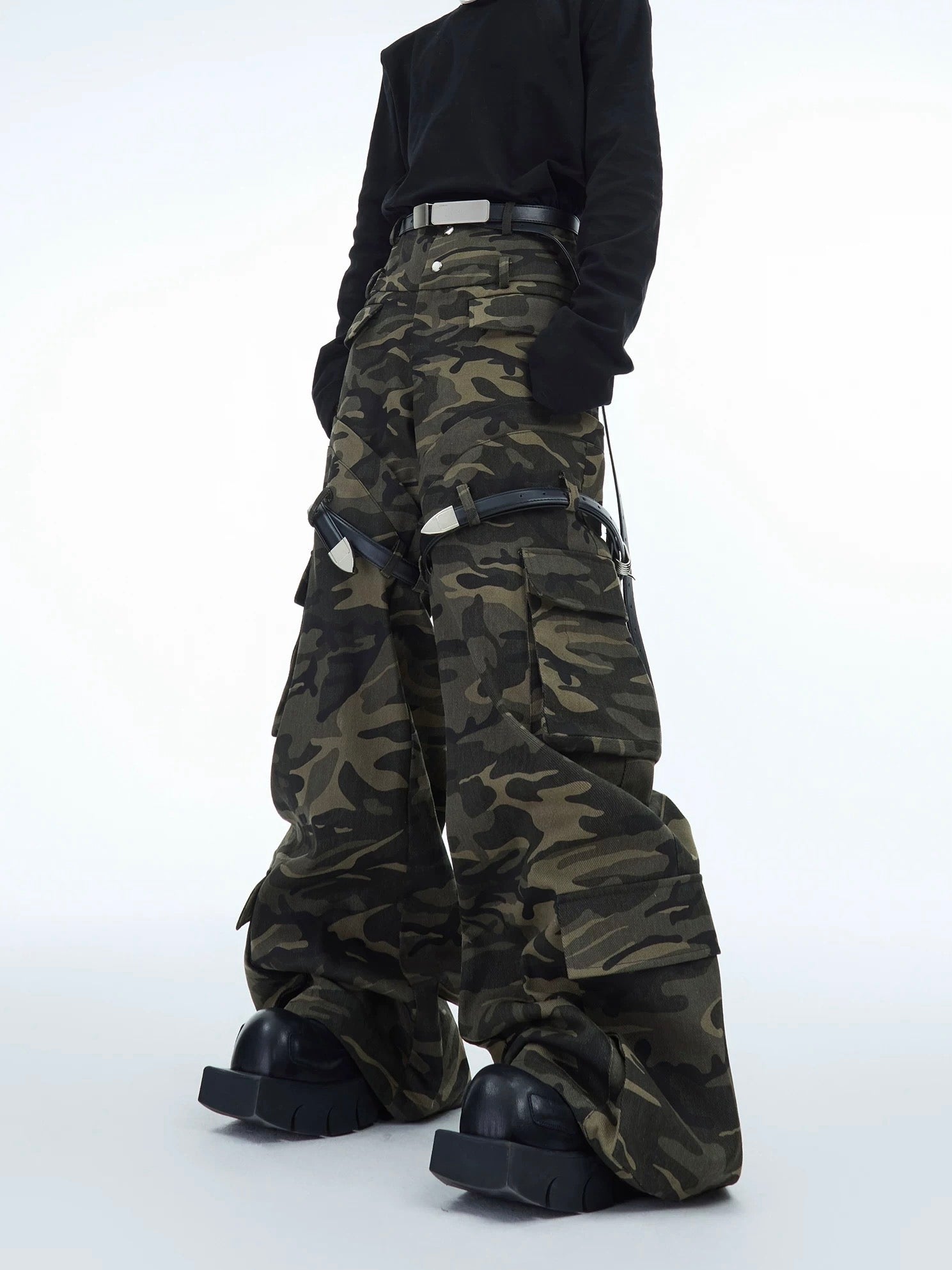 【ARGUECULTURE】Washed Vintage Belted Overalls