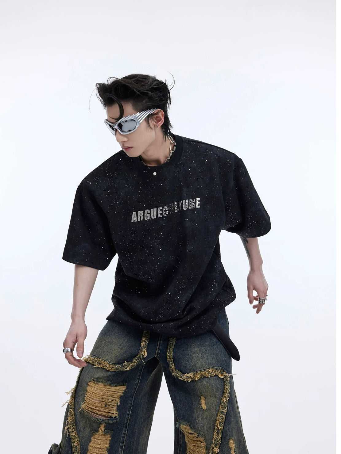 【ARGUECULTURE】Glitter Shoulder-Pad Tee