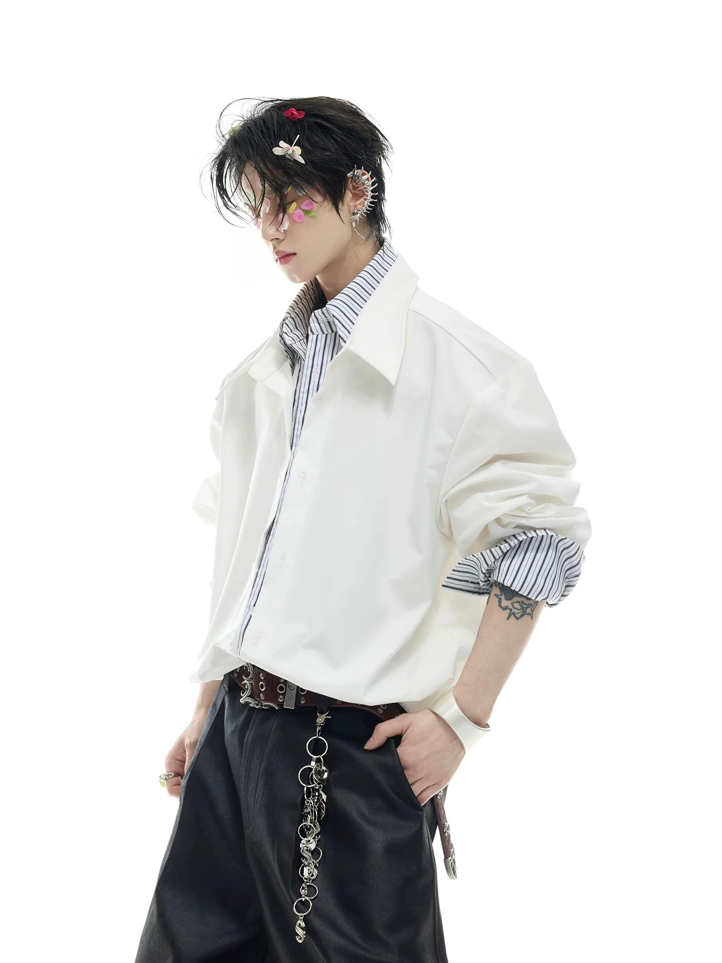 【ARGUECULTURE】Faux Two-Piece Stripe Shirt