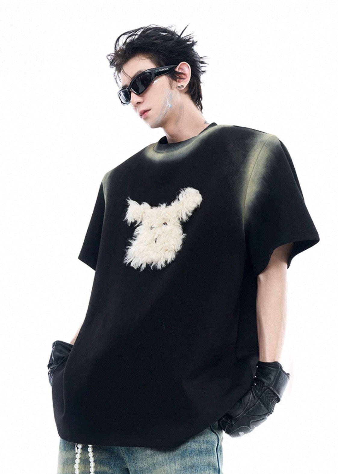 【STARTEXCEEDEND】Tie-Dye Puppy Print Loose Tee