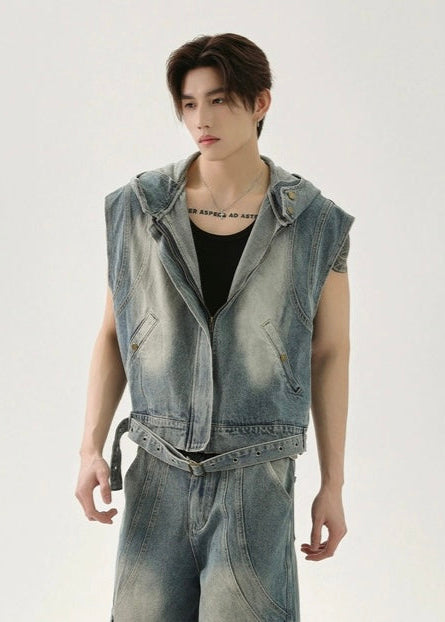 【TURNTIDE】American Retro Distressed Denim Vest