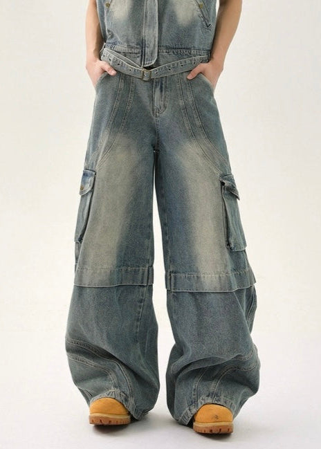 【TURNTIDE】American Retro Distressed Denim Pants