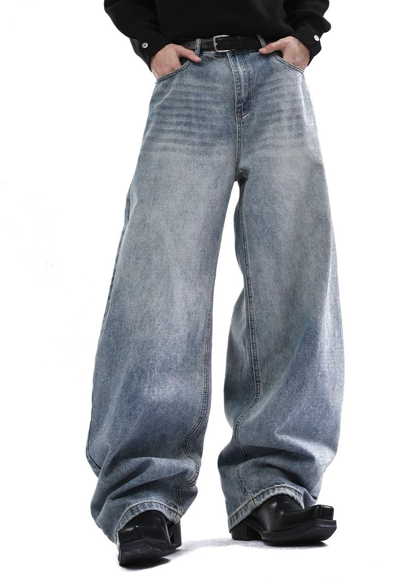 【TURNTIDE】Retro Straight-Leg Washed Denim