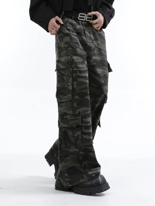 【TURNTIDE】Wide-Leg Retro Camo Work Pants
