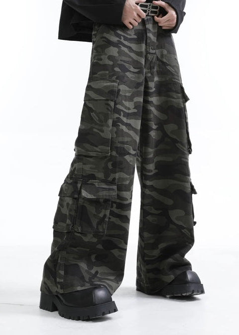 【TURNTIDE】Wide-Leg Retro Camo Work Pants