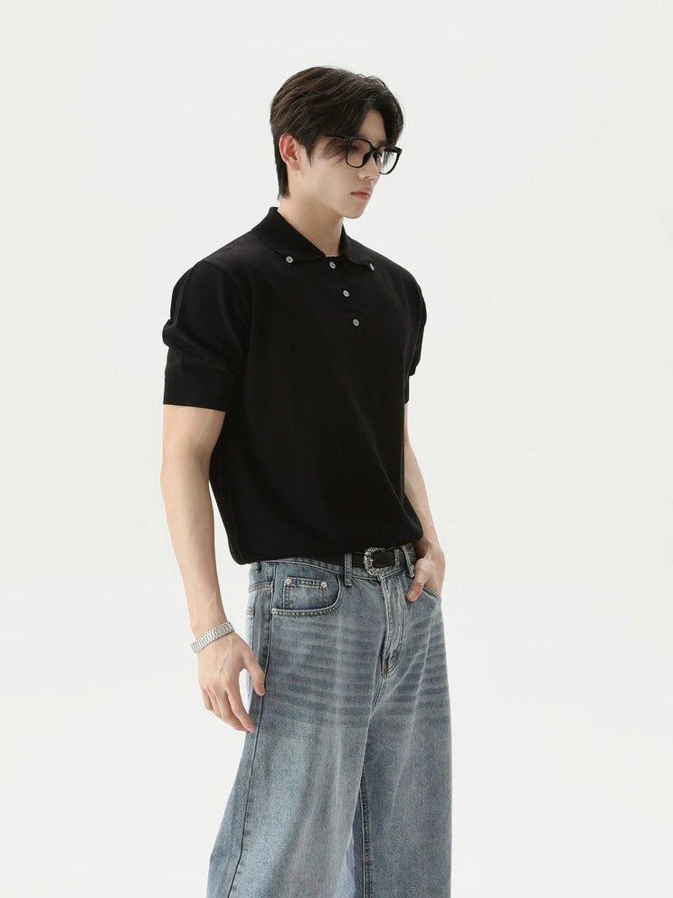 【TURNTIDE】Loose-Fit Retro Polo Shirt