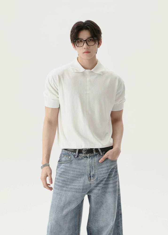 【TURNTIDE】Loose-Fit Retro Polo Shirt