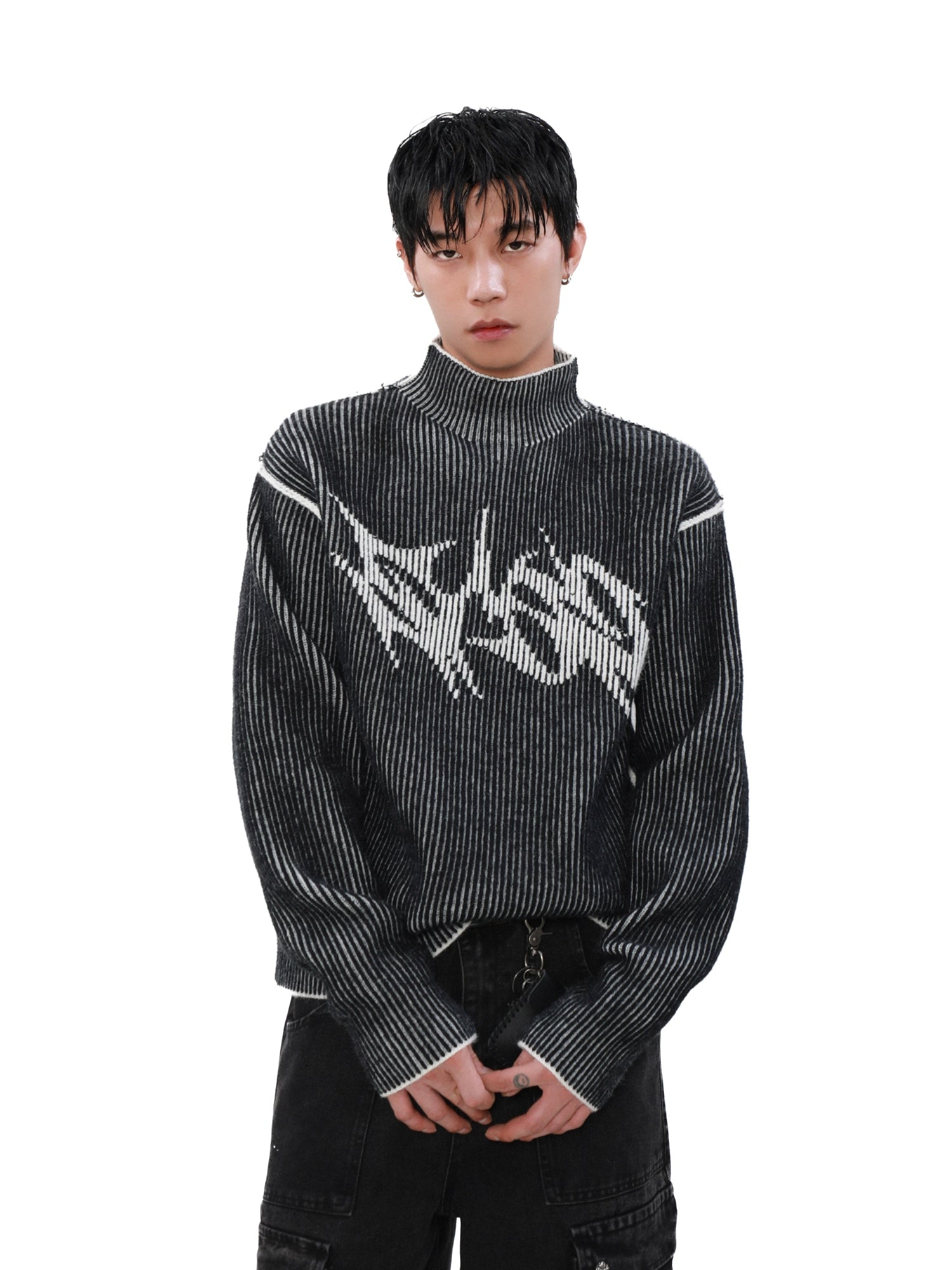 【MRNEARY】Double-Sided Stand Collar Knit
