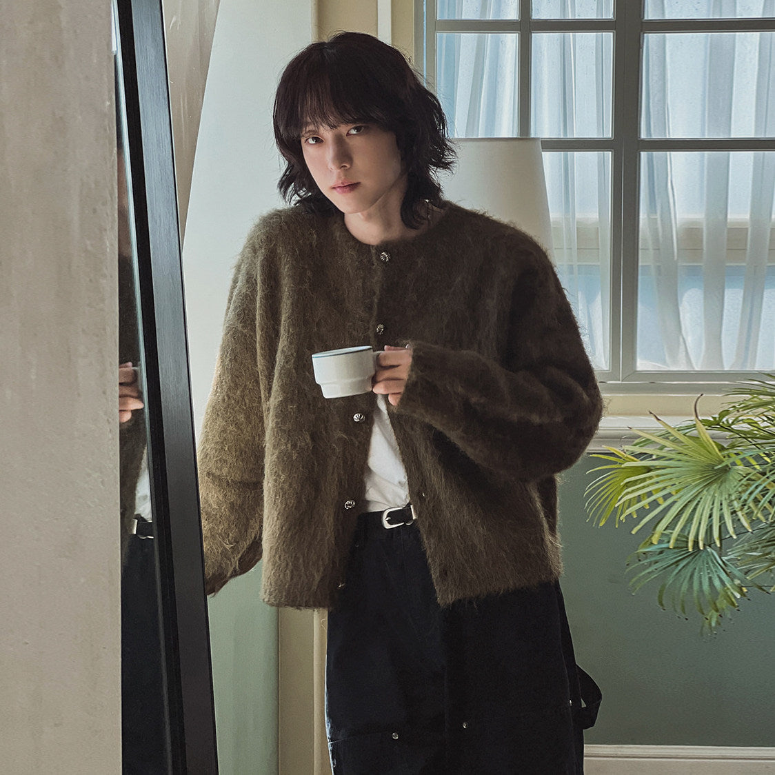 【MRCYC】Faux Mink Knit Cardigan