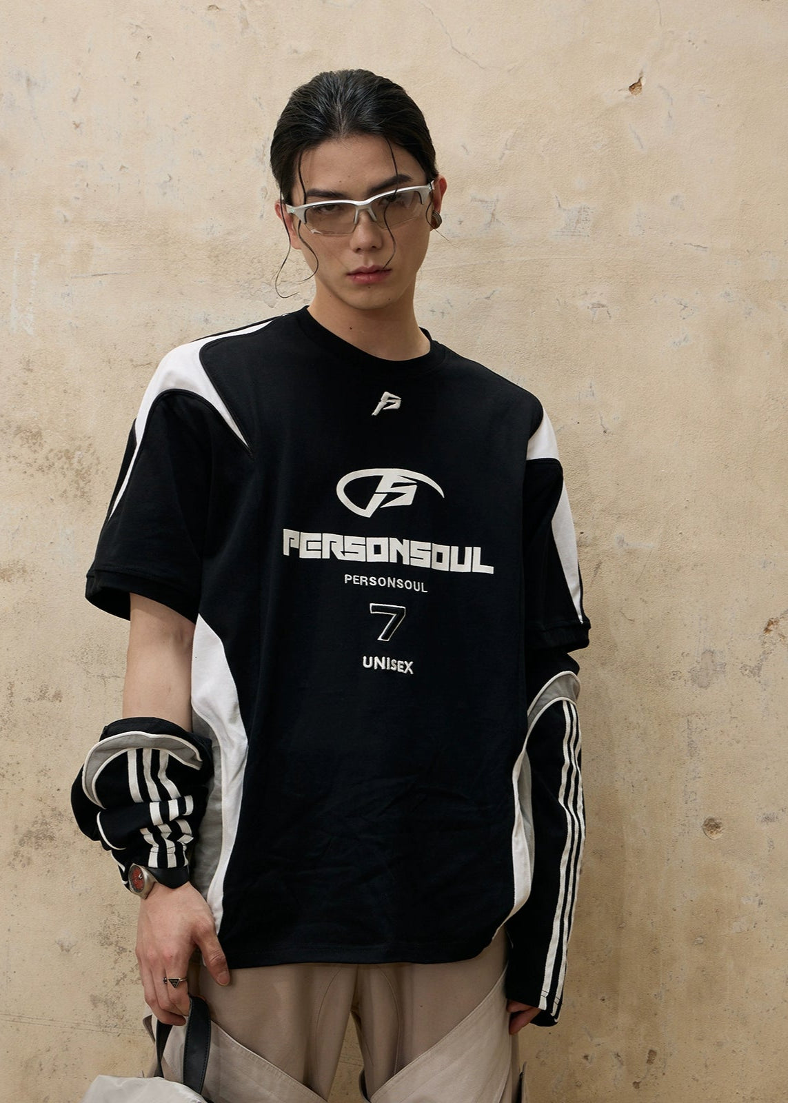 【PERSONSOUL】Racing Colorblock Long Sleeve Tee