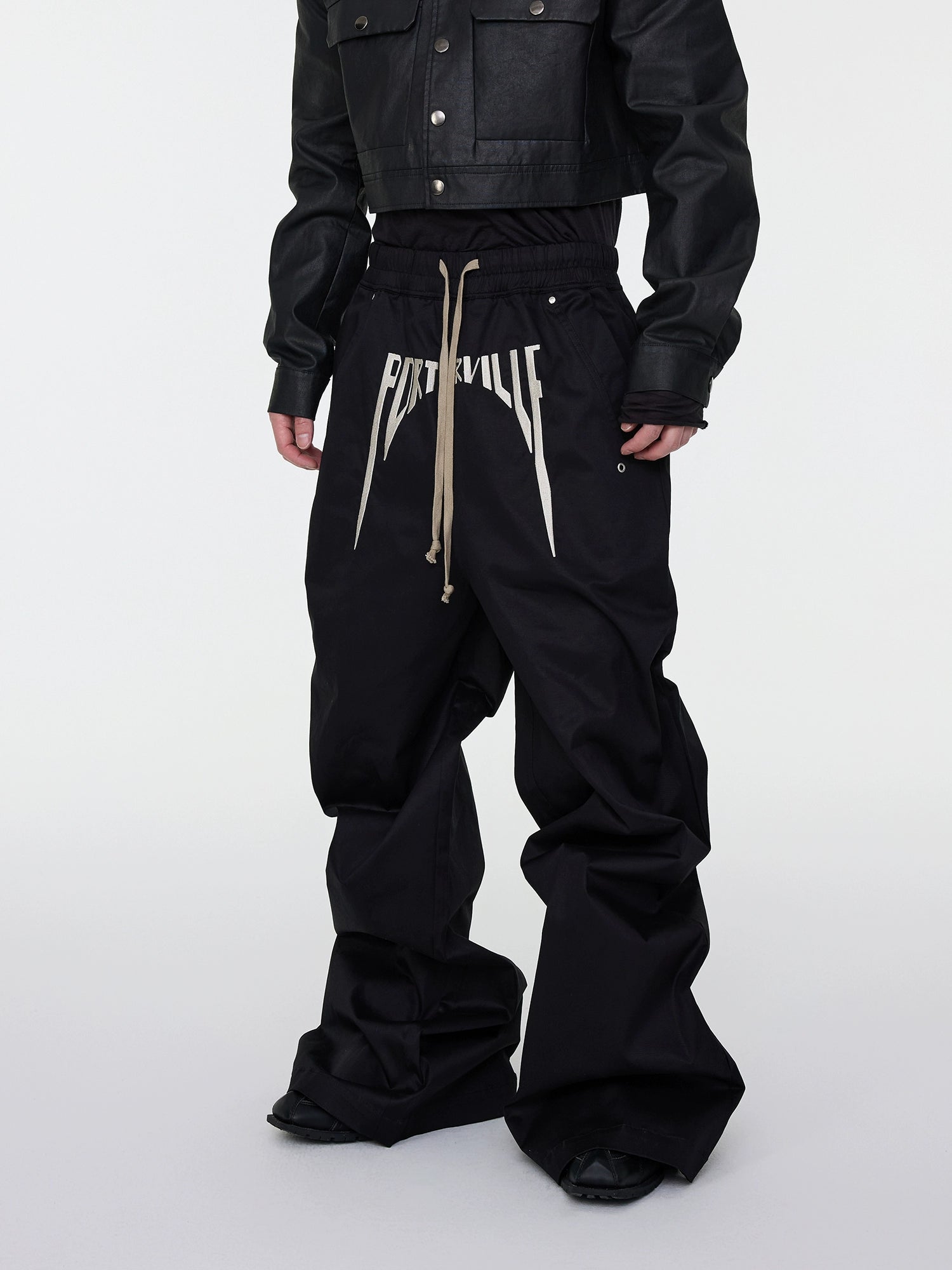 【ASTT】Coated Gothic Stacked Flare Trousers