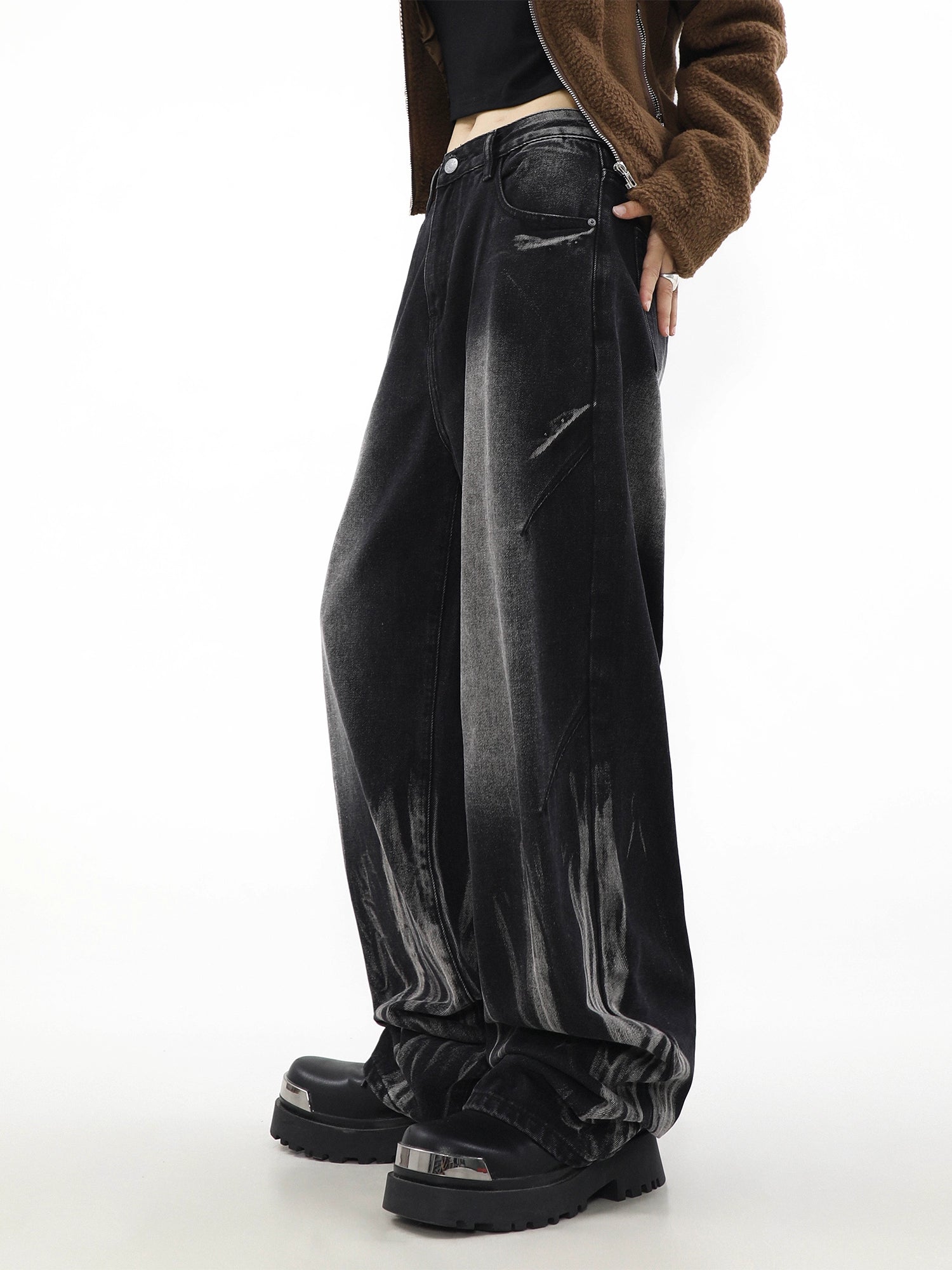 【MRNEARY】Vintage Straight Jeans – Wide Leg Fit