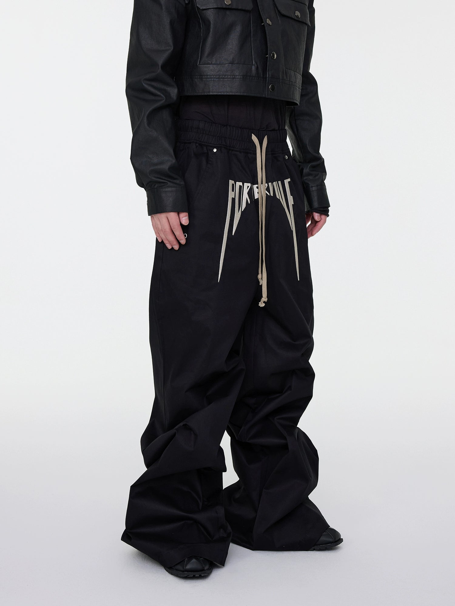 【ASTT】Coated Gothic Stacked Flare Trousers