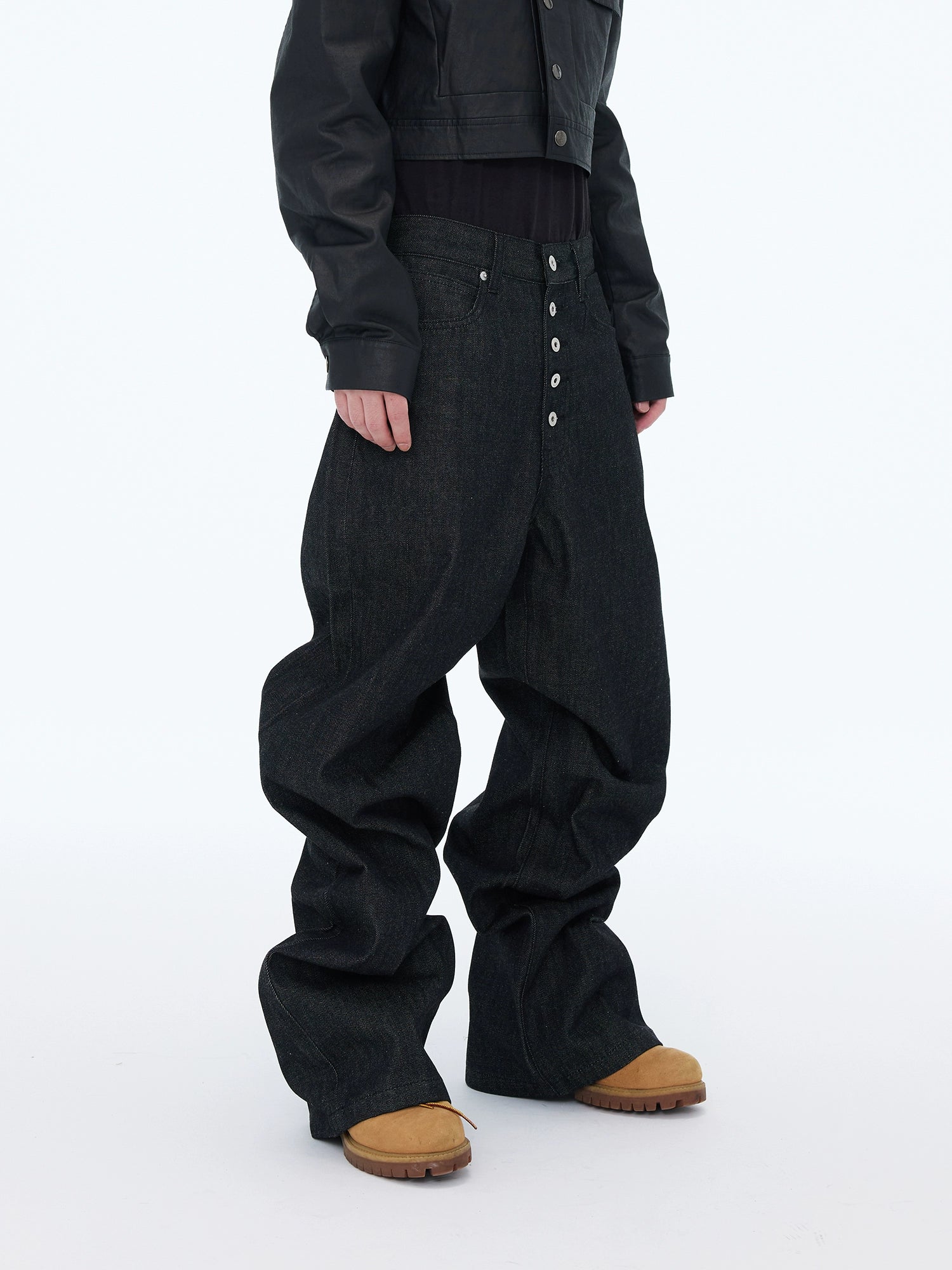 【ASTT】Baggy Blade-Cut Black Denim