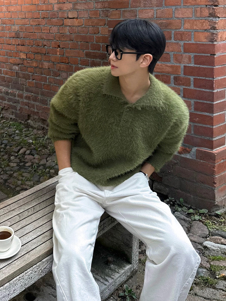 【MRCYC】Soft Mohair Collared Knit