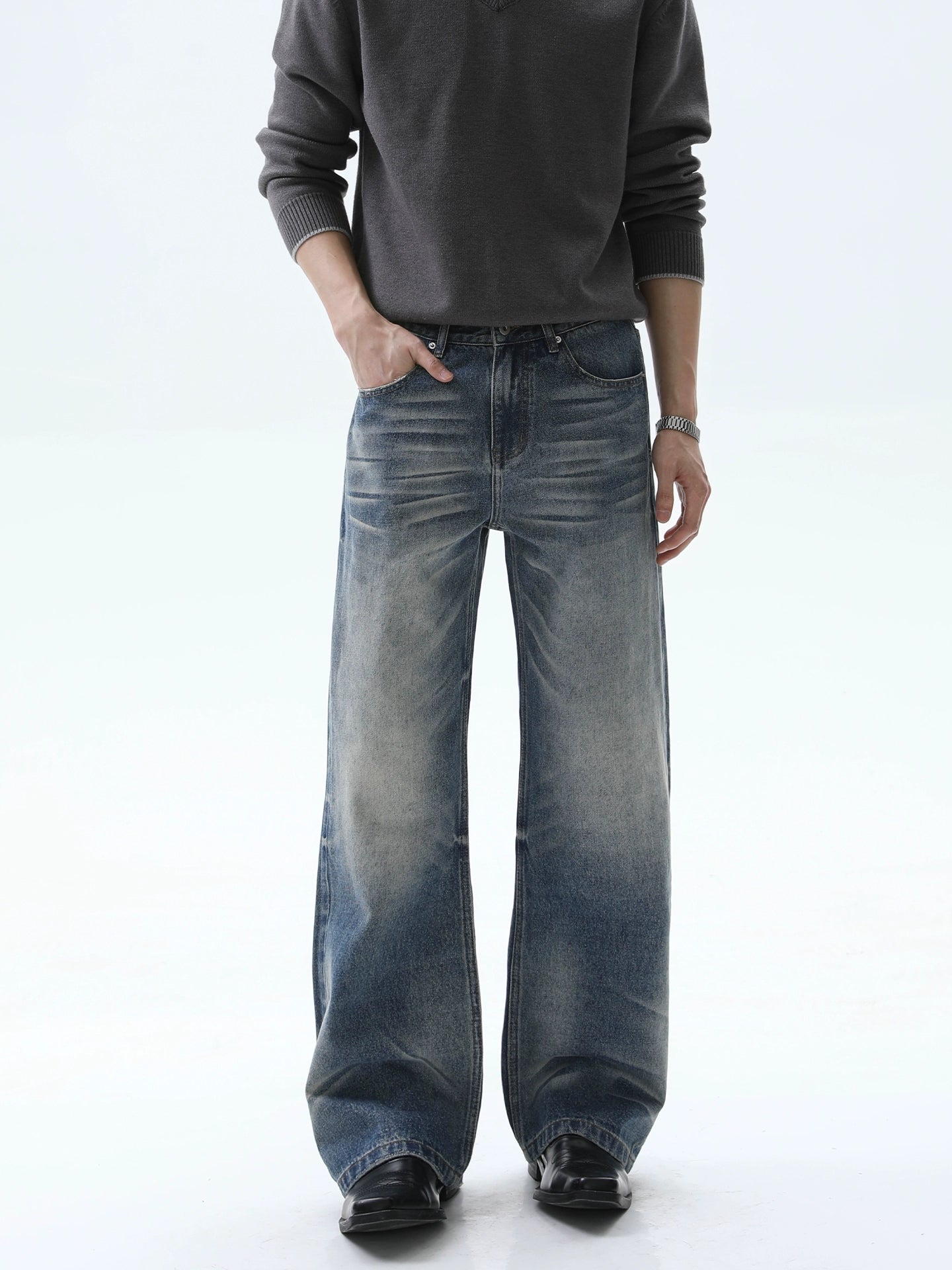 【TURNTIDE】High-Street Blizzard Dye Denim