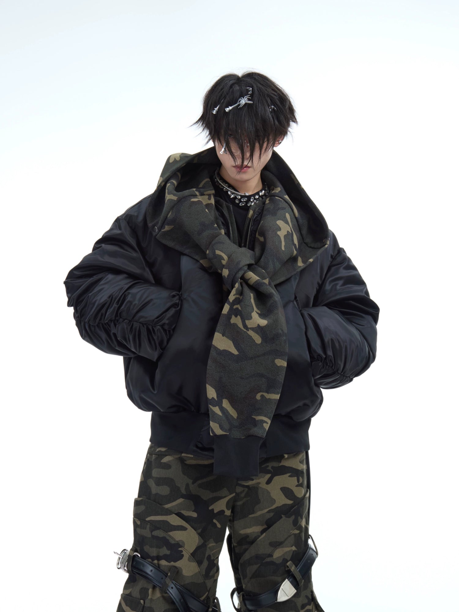 【ARGUECULTURE】Camouflage Hooded Flight Jacket