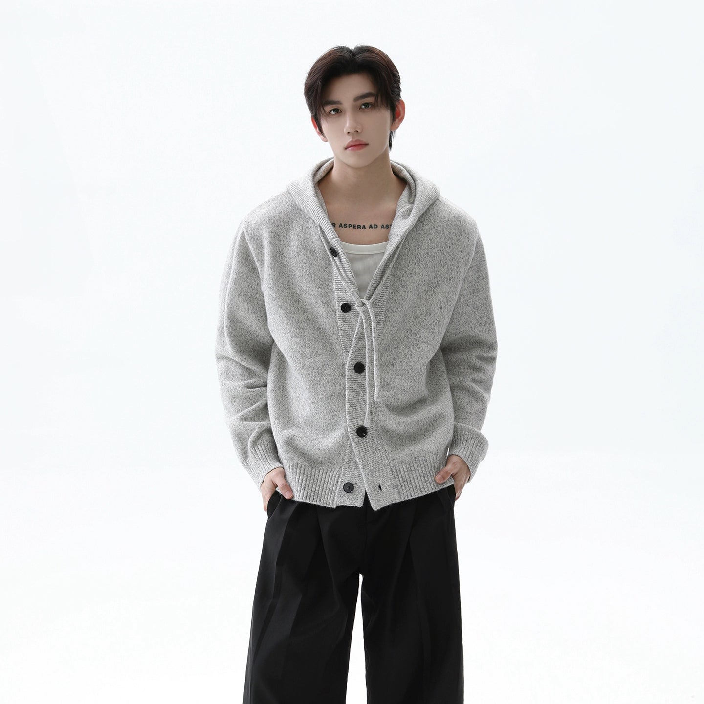 【TURNTIDE】K-Style Hooded Knit Cardigan