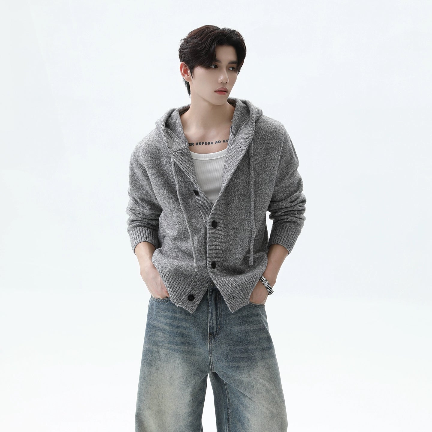 【TURNTIDE】K-Style Hooded Knit Cardigan