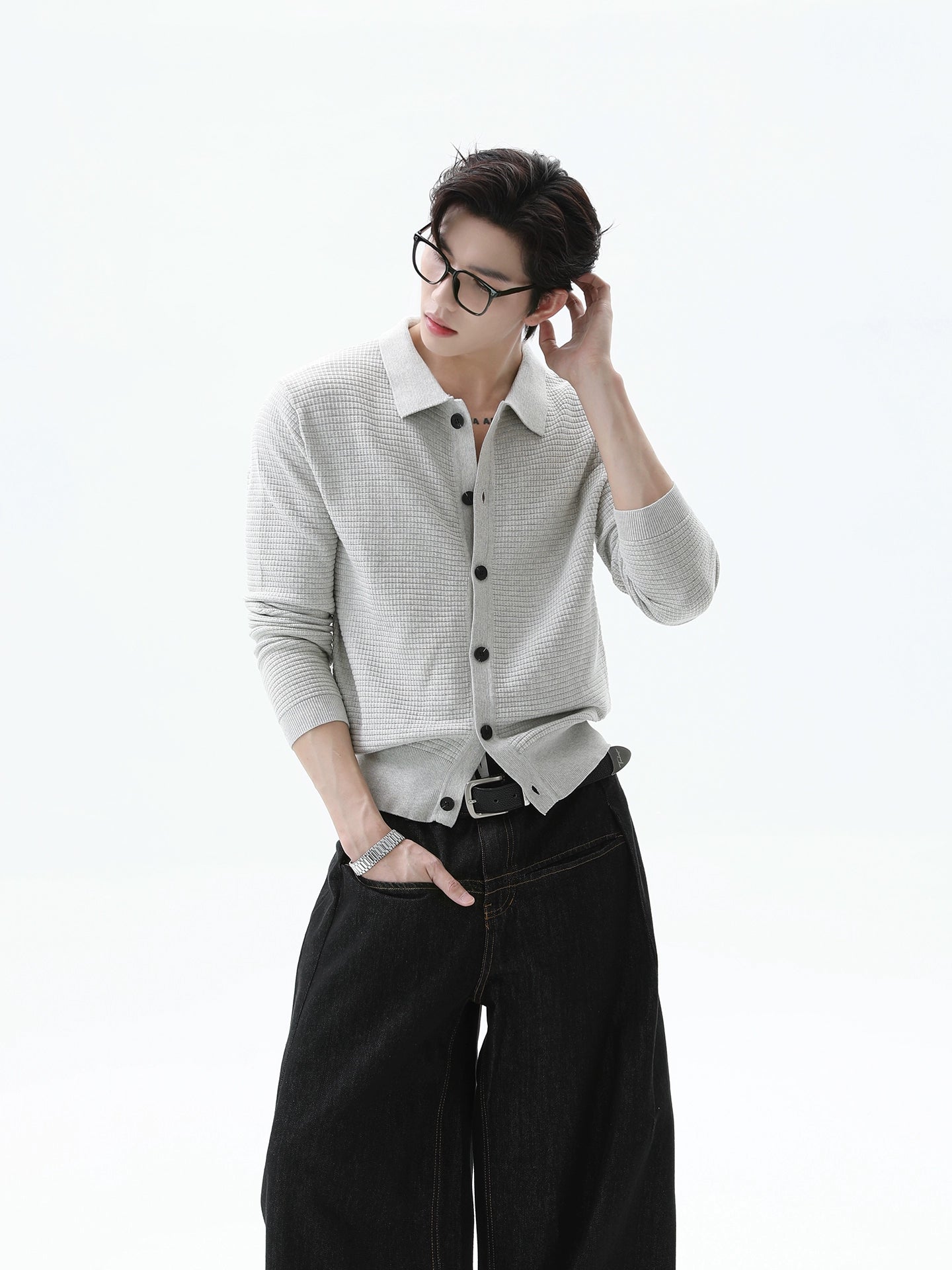 【TURNTIDE】Vintage Texture Collar Knit