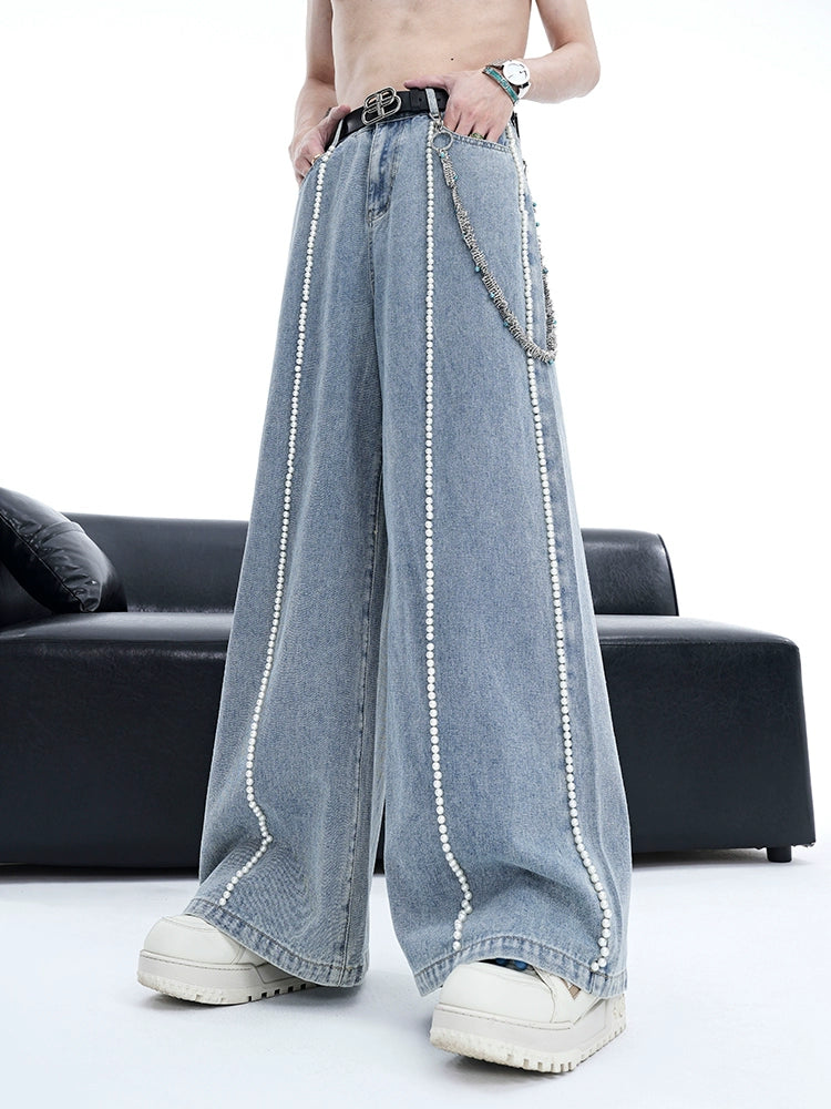 【STARETEXCEEDEND】High-End Pearl Detail Jeans