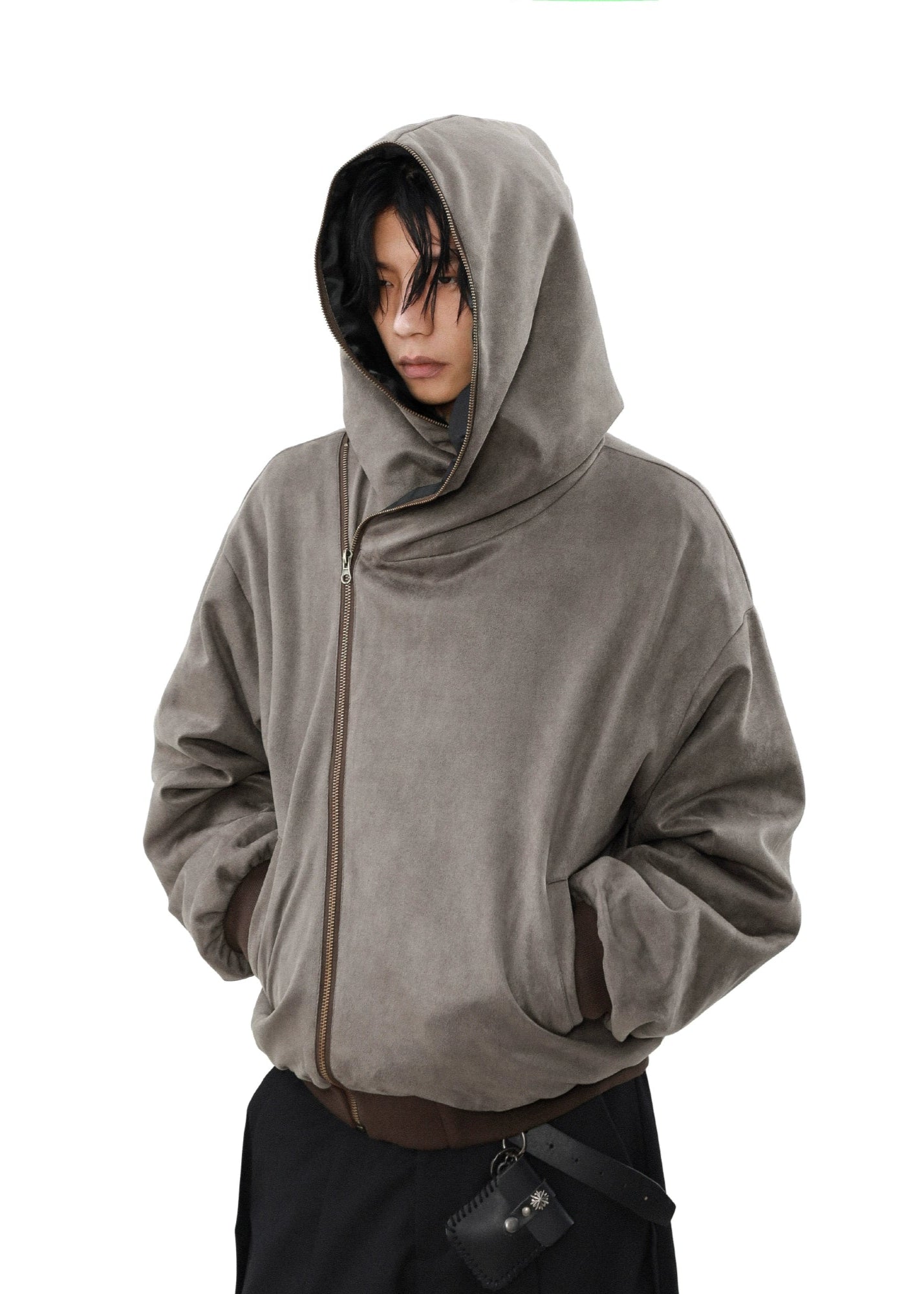 【MRNEARY】Functional Suede Hoodie – Side-Zip