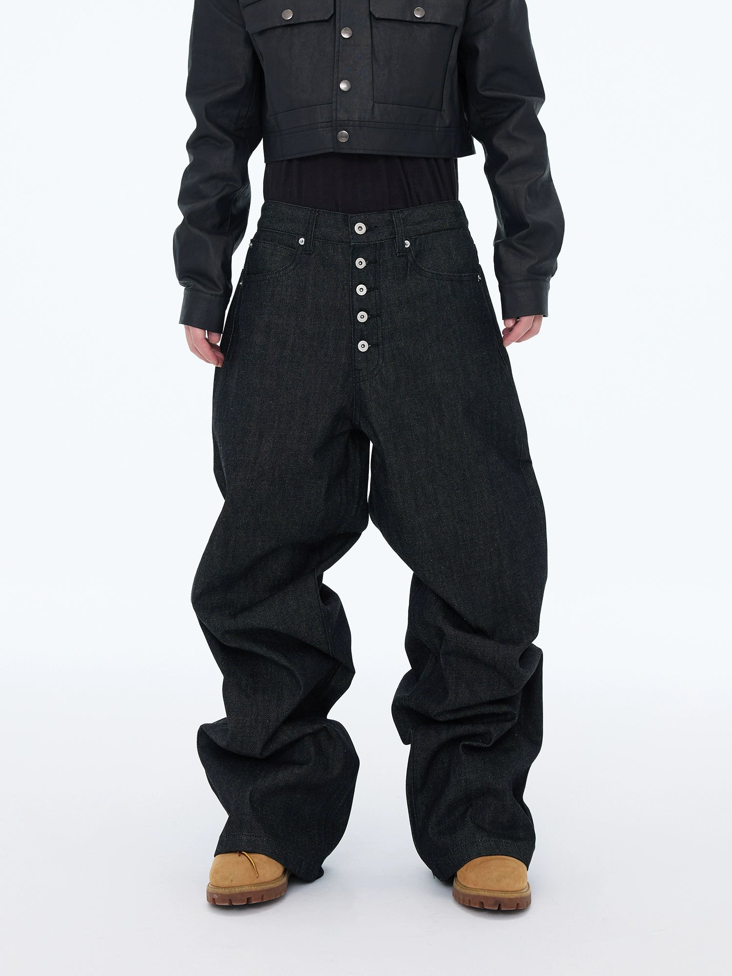 【ASTT】Baggy Blade-Cut Black Denim