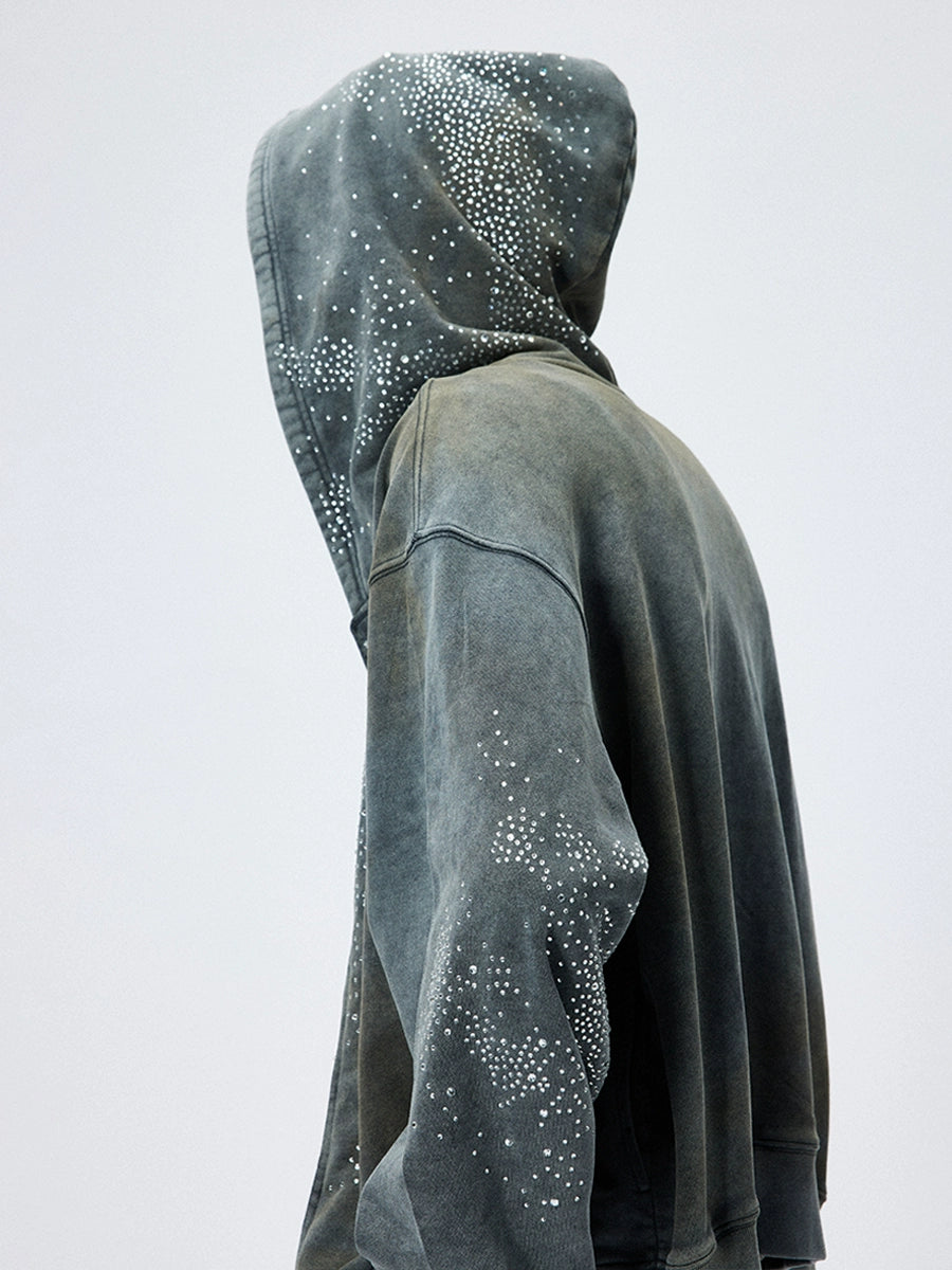 【DND4DES】Diamond Distressed Zip-Up Hoodie