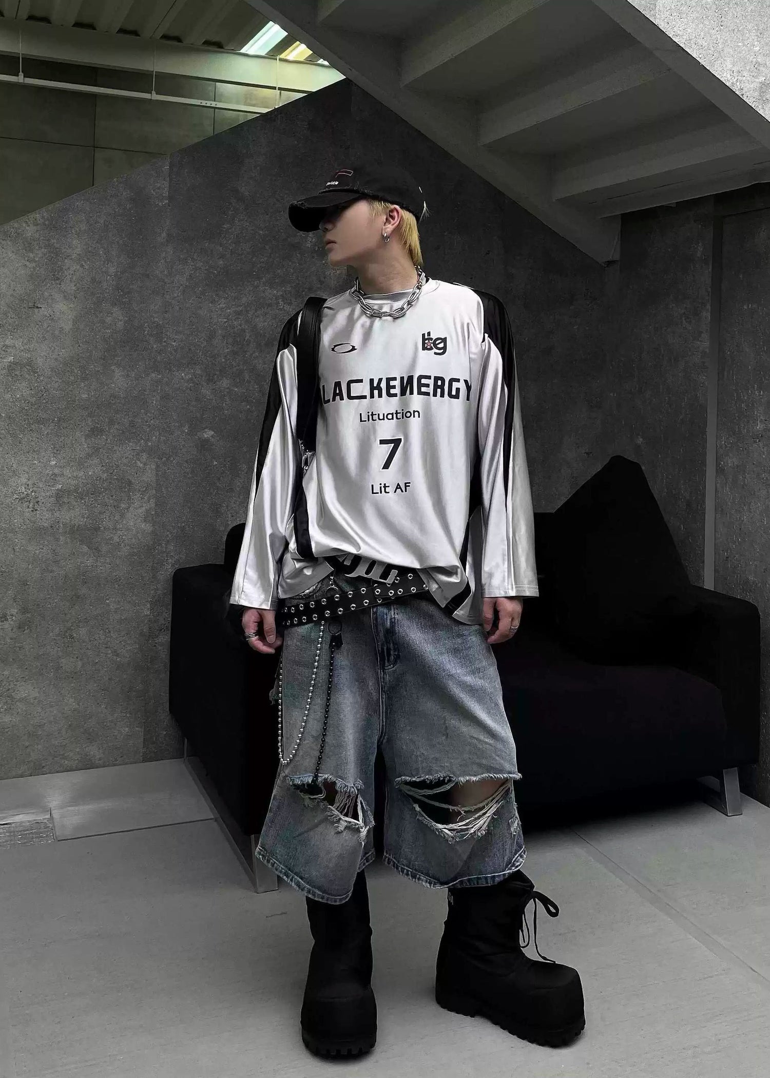 【DARKFOG】Liquid Silver Stitch Long Sleeve Tee