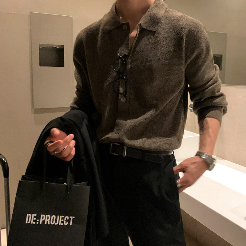 【MRCYC】Korean Mature Knit Polo Cardigan