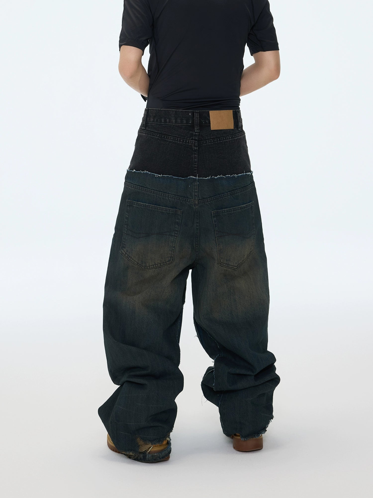 【ASTT】Double Waist Destroyed Baggy Jeans