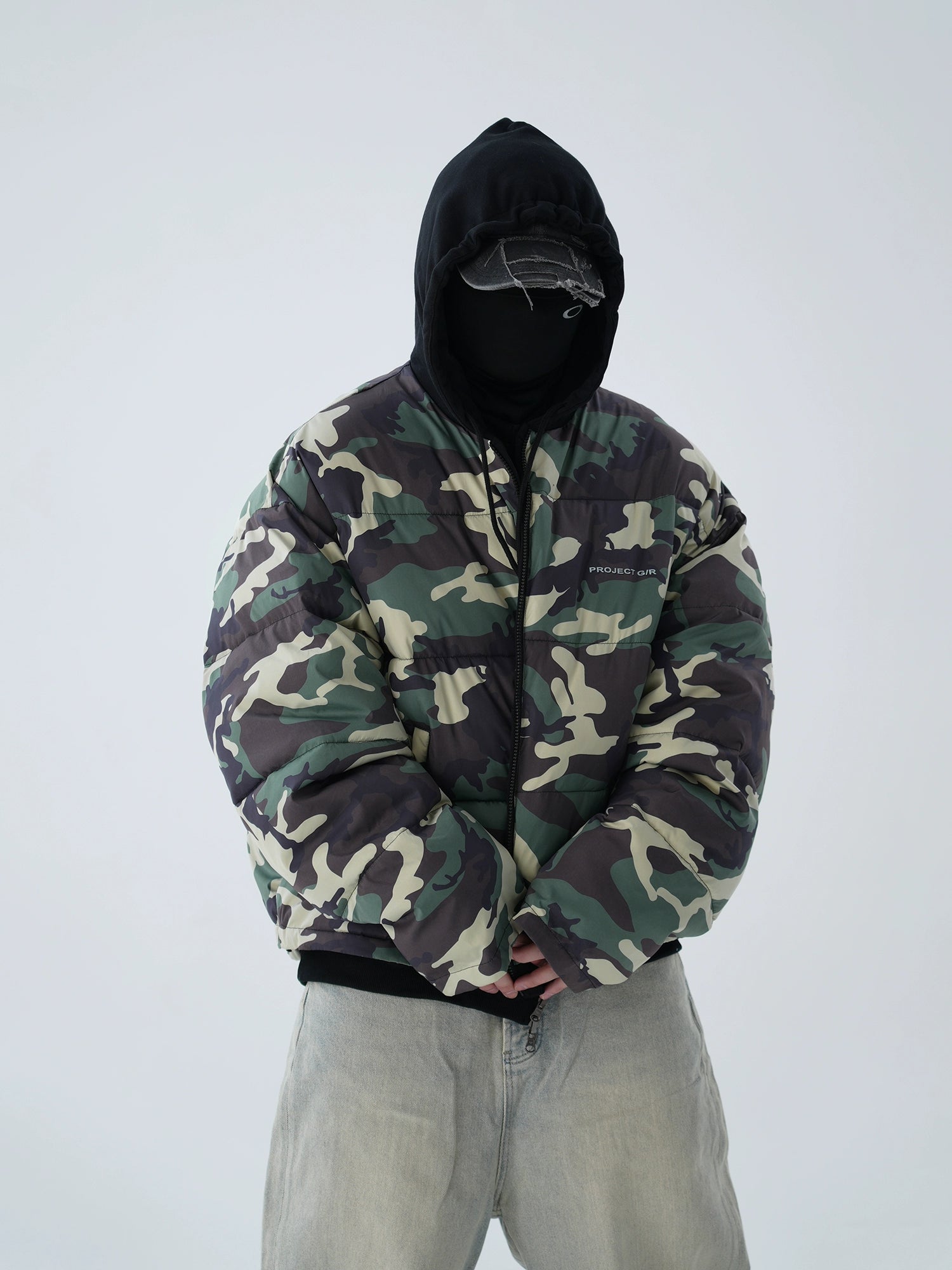 【ASTT】Thick Knit Camouflage Hoodie Jacket
