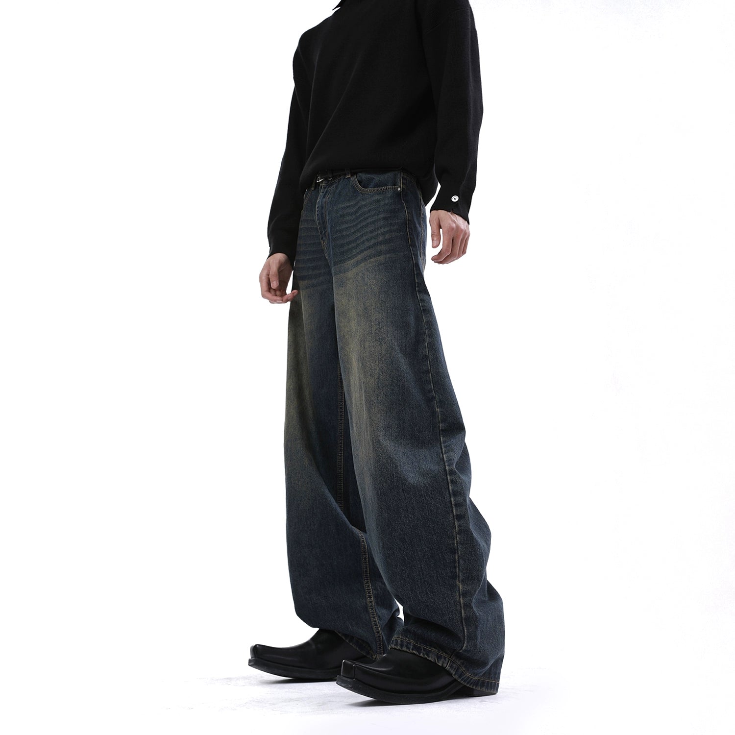 【TURNTIDE】Retro Straight-Leg Washed Denim